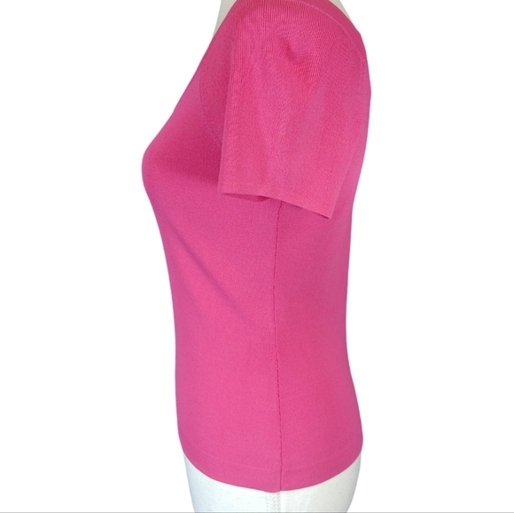 Talbots Petites Women's M  Bright Pink Top-Round Neckline - Picture 2 of 5